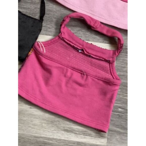 Build A Bear LOT 5 Clothes PINK SEQUIN Halter Top Shiny Sparkle Purse, Skirt - Picture 5 of 9